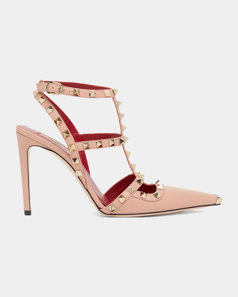 Rockstud 100mm Studded Leather Strappy Pumps