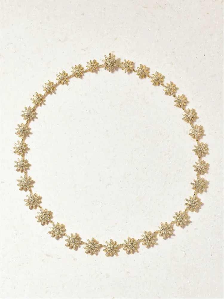 Startburst 18-karat gold diamond tennis necklace