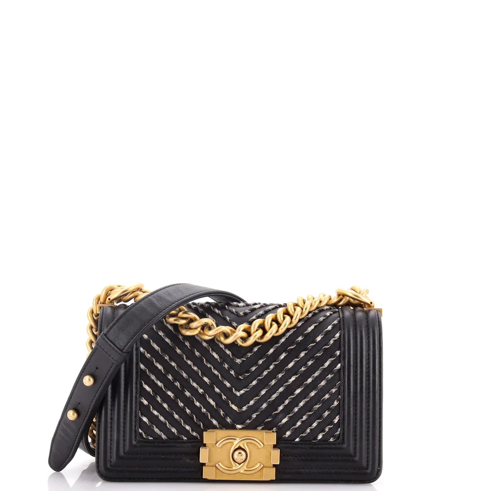 Pre-Owned Chanel By The Sea Boy Flap Bag Chevron Embroidered Calfskin Small