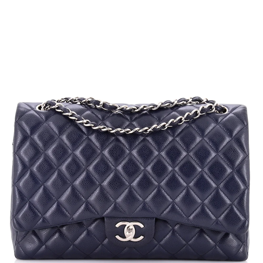 Pre-Owned Chanel Classic Double Flap Bag Quilted Caviar Maxi