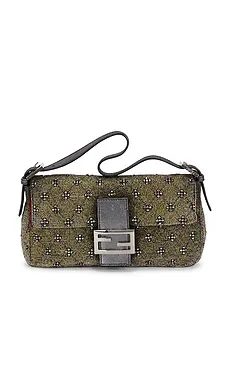 Fendi Beaded Baguette Shoulder Bag in Silver