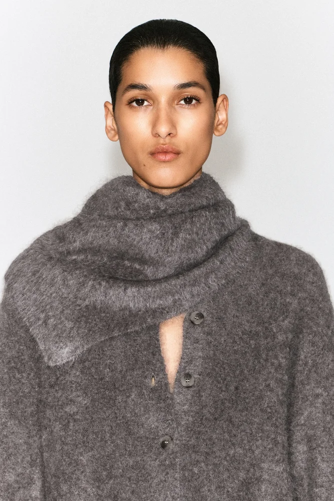 Brushed Pure Cashmere Triangle Scarf