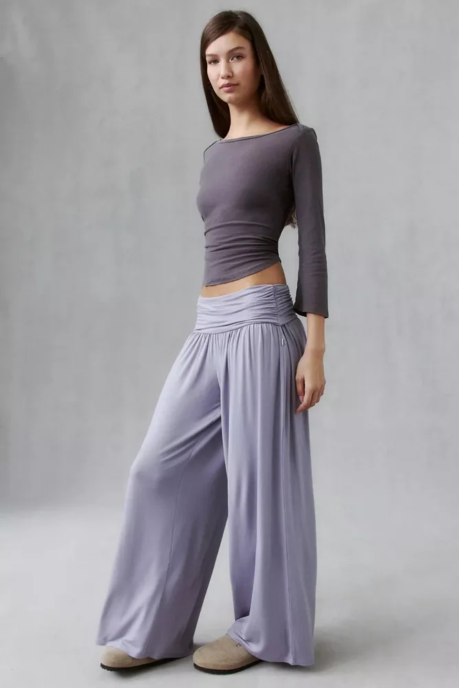 Angel Kiss Jersey Knit Foldover Wide Leg Pants