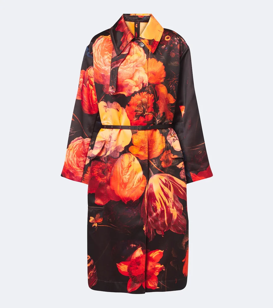 Floral belted coat