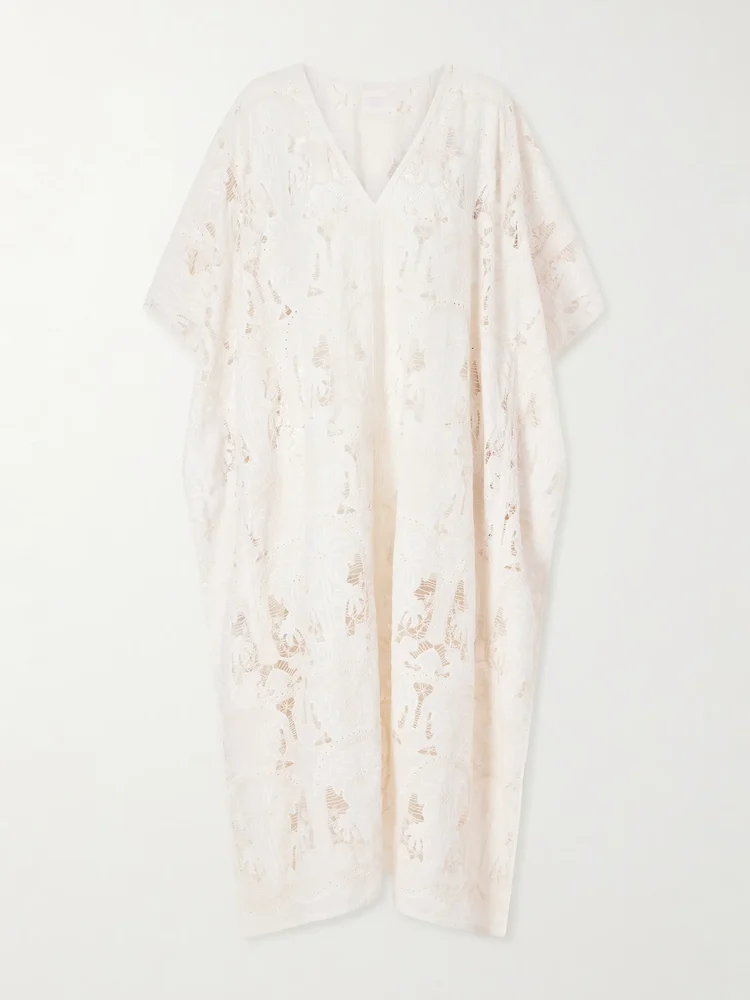 Atrani embroidered cotton-blend midi dress
