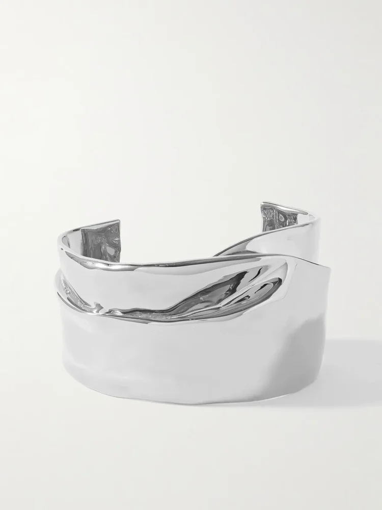 Ridge silver-plated cuff