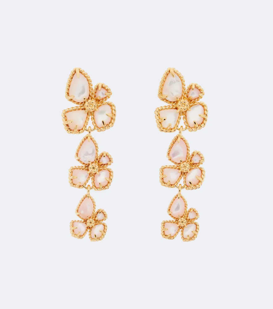 Bloom mother-of-pearl gold-plated drop earrings
