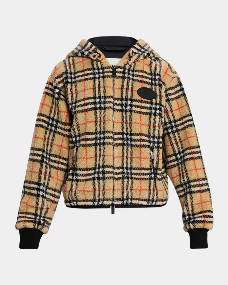 Fiona Check Teddy Fleece Zip Hoodie