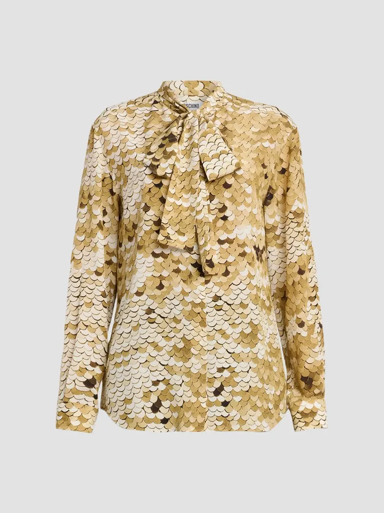 Sequin-Print Silk Top