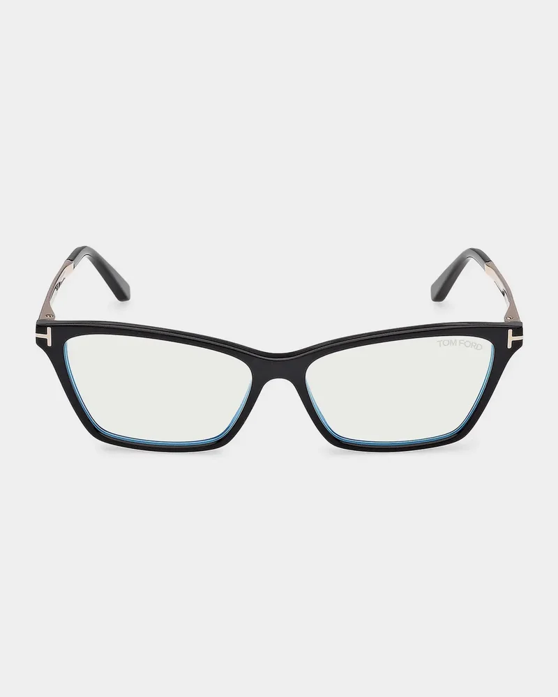 56MM Blue Block Rectangular Eyeglasses