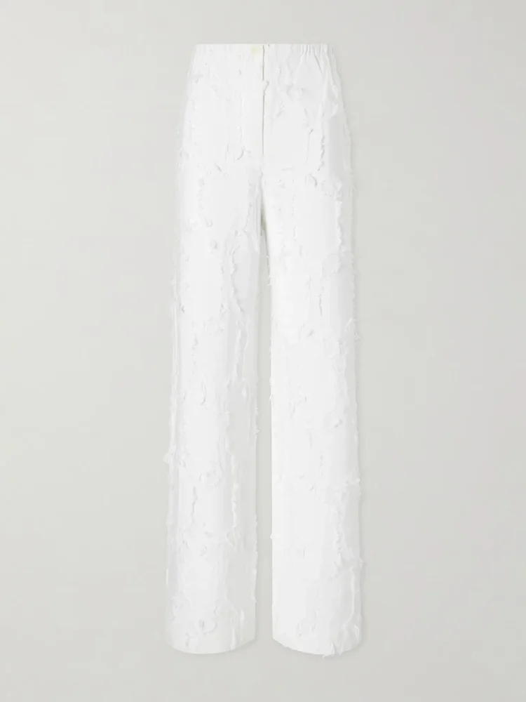 Shilo jacquard-knit cotton-blend straight-leg pants