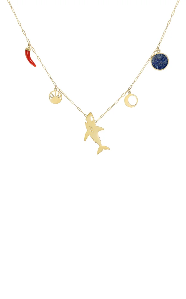 Sea 18K Yellow Gold Lapis Lazuli And Coral Necklace