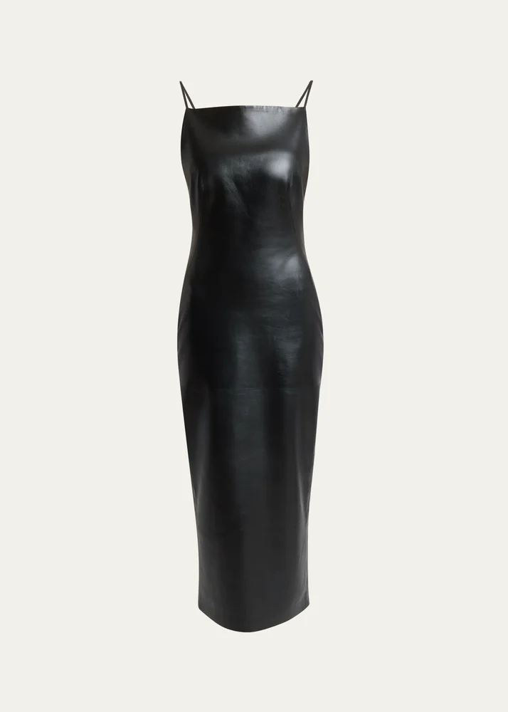 Sliced Midi Leather Dress