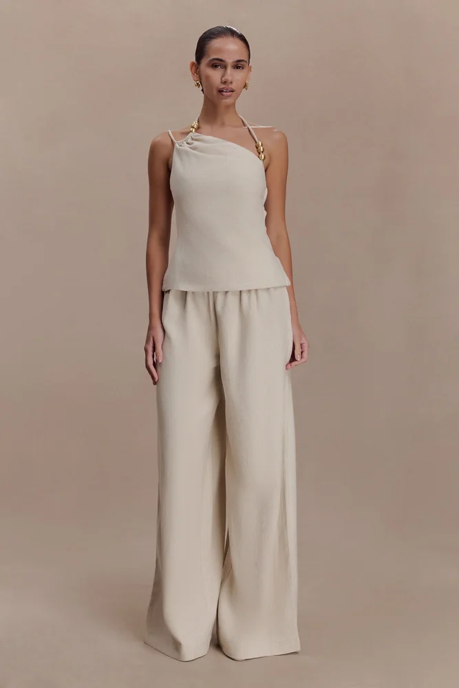 Gabby - Straight Leg Linen Pants - Natural