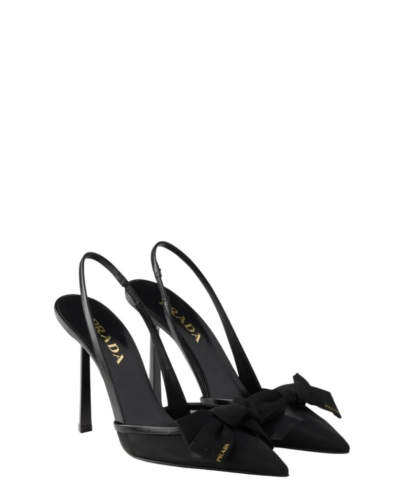 Mesh Fabric Slingback Pumps