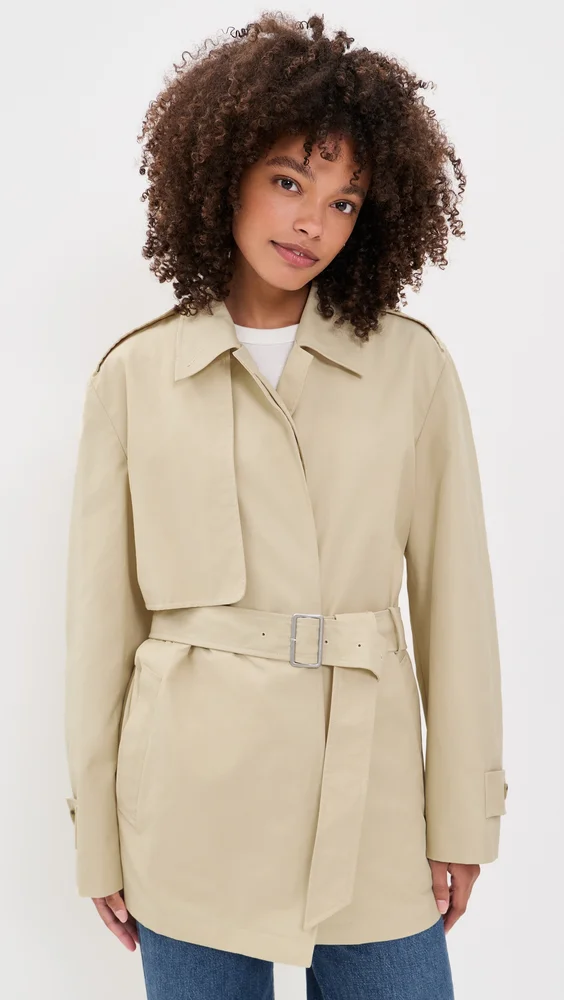 Cotton Blend Short Trench Jacket