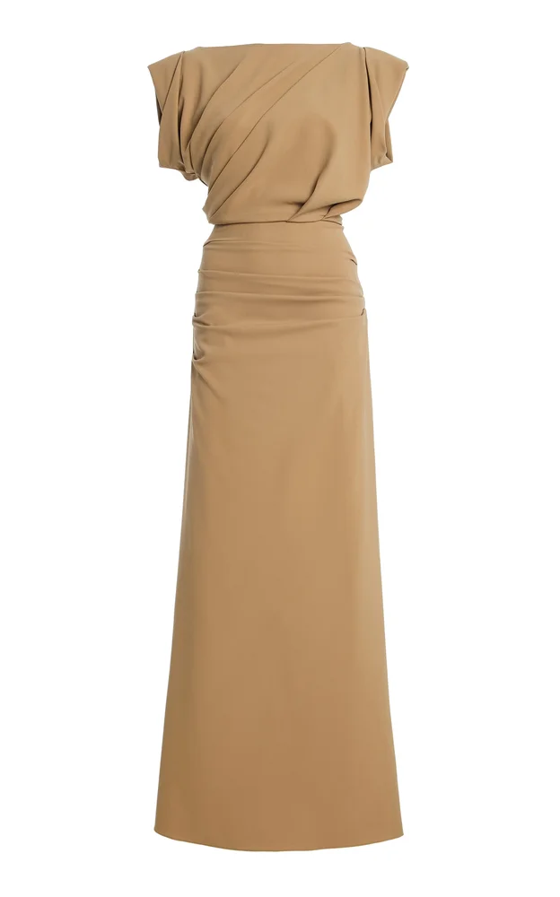 Draped Wool-Blend Maxi Dress