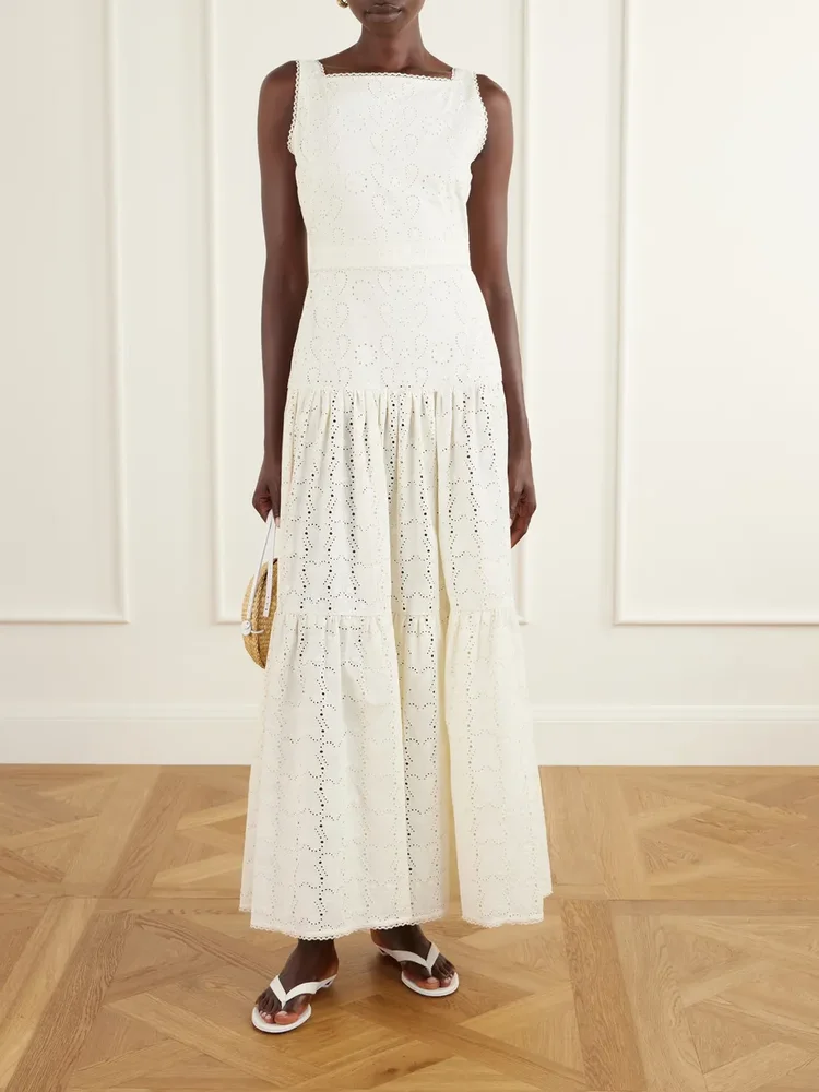 Abeja Playa broderie anglaise cotton maxi dress