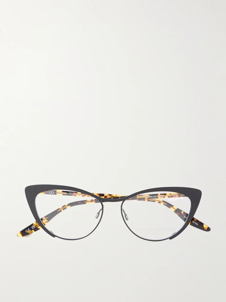 Cheeky cat-eye tortoiseshell acetate and metal optical glasses