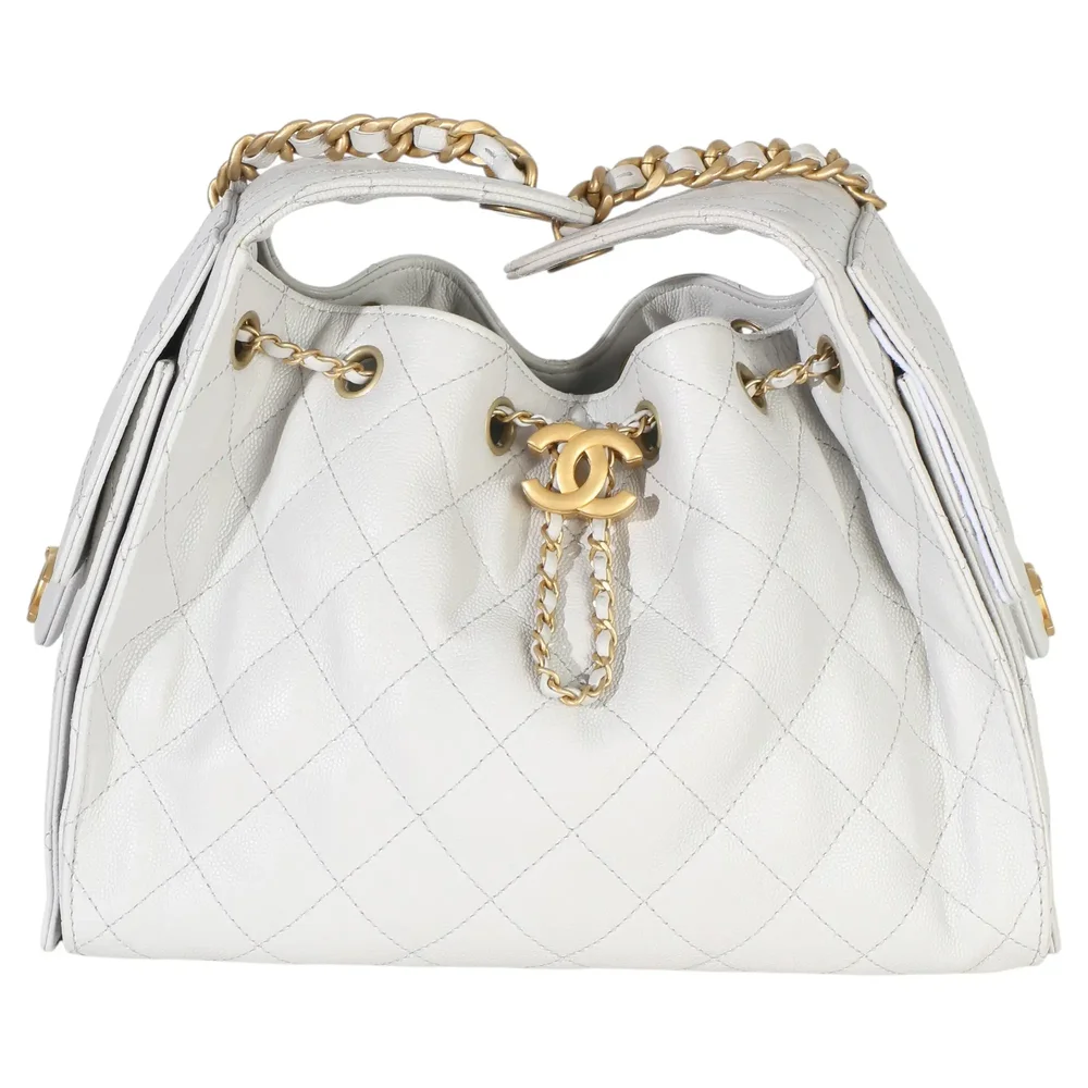 Pre-Owned 25 Small Hobo Bag Light Grey Quilted Caviar