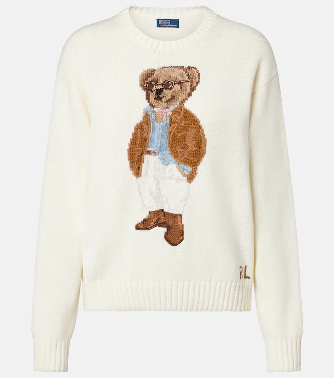 Polo Bear intarsia cotton sweater