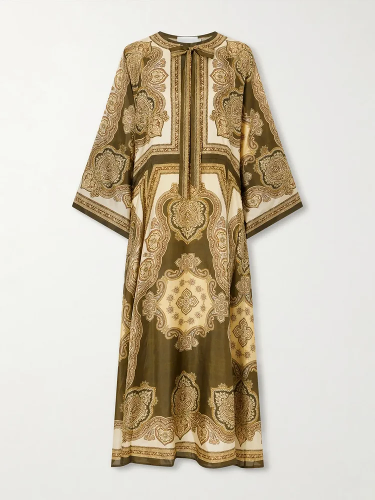 Mahon printed silk-satin midi dress