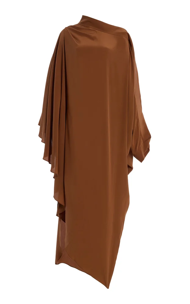 Gabriella Draped Silk Crepe De Chine Caftan Dress