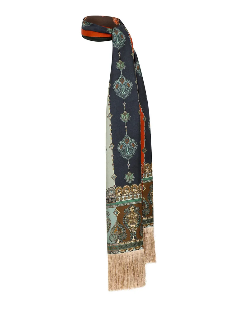 Printed Silk Fringe Stole