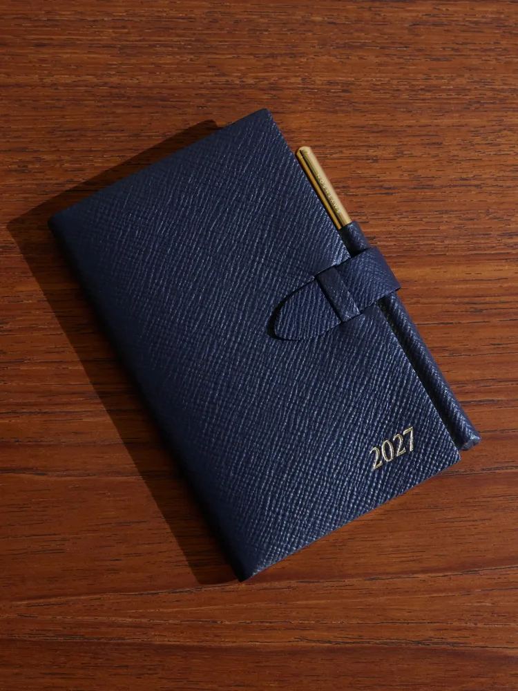 2027 Panama Cross-Grain Leather Diary With Pencil