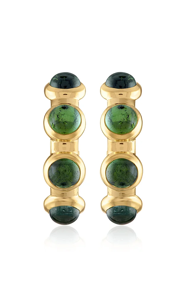 Vic 18k Yellow Gold Tourmaline Hoop Earrings