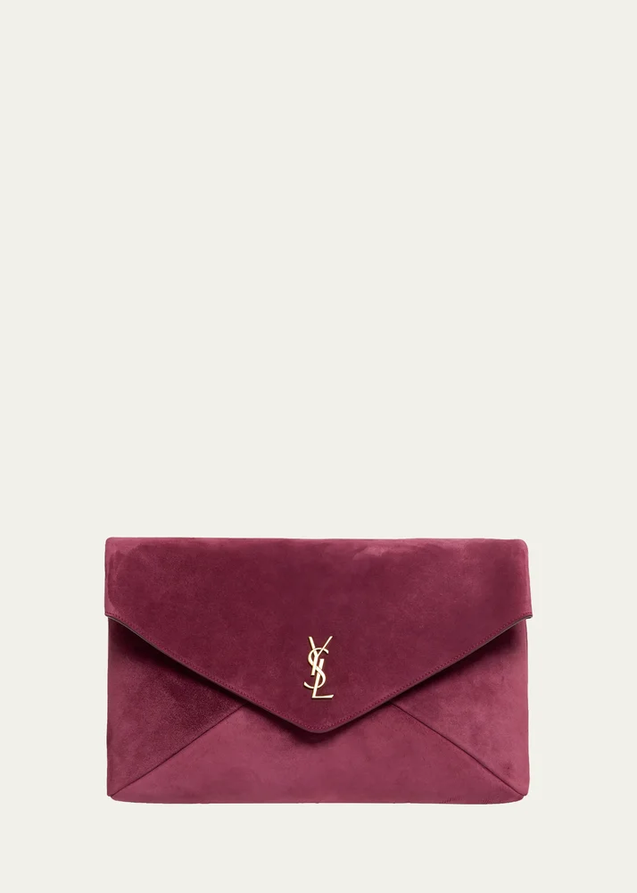 YSL XXL Suede Envelope Pouch Clutch Bag