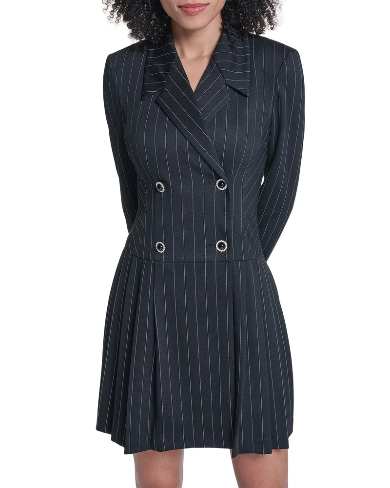 Pinstripe Double Breasted Blazer Dress