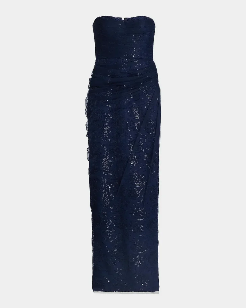 Mal Beaded Lace Strapless Gown