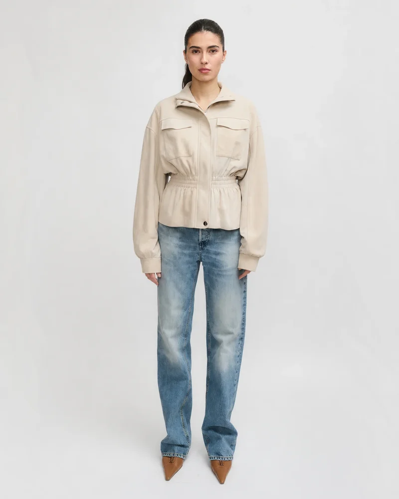 Luca Leather Jacket in Cream
