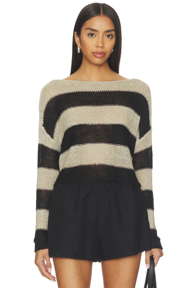 Stripe Linen Bateau Sweater