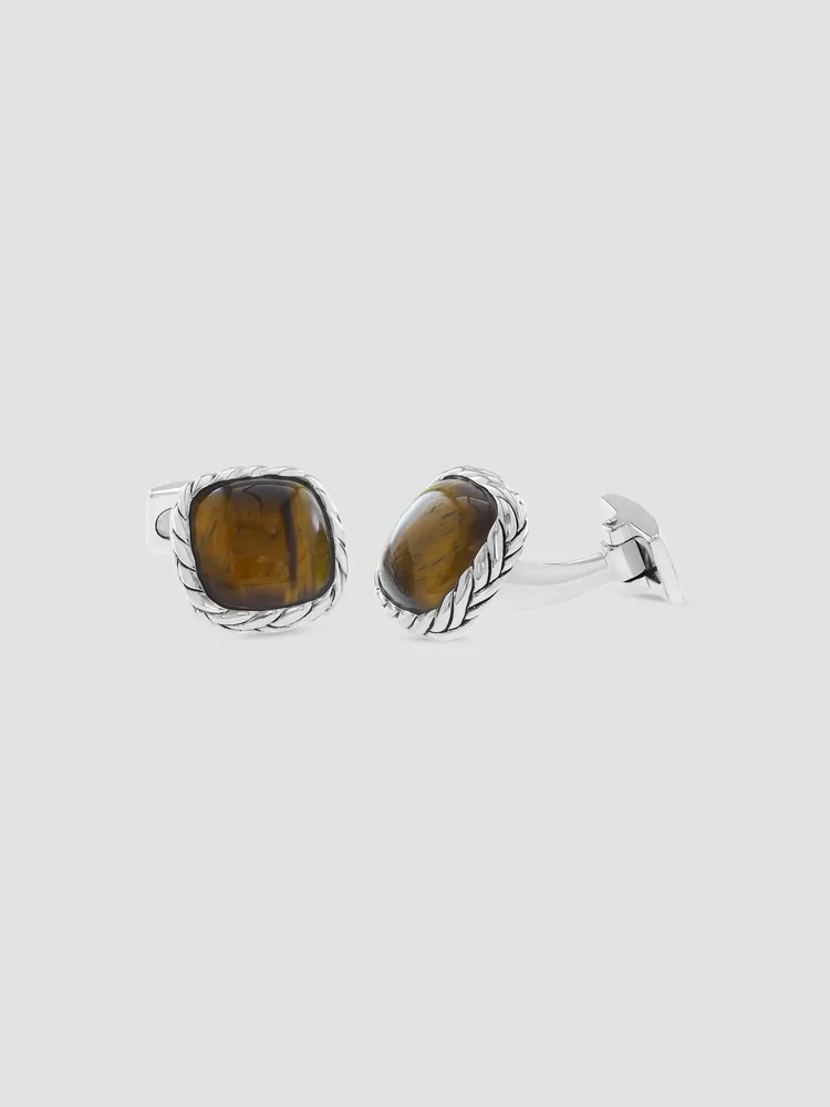 Sterling Silver & Tiger's Eye Cufflinks