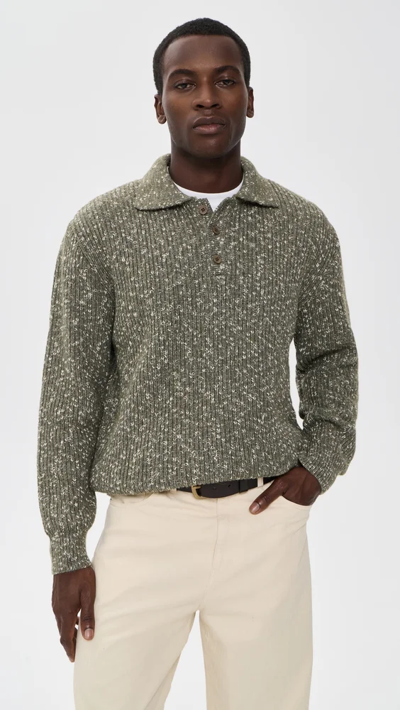 Kier Ribbed Knit Polo (Light Green)