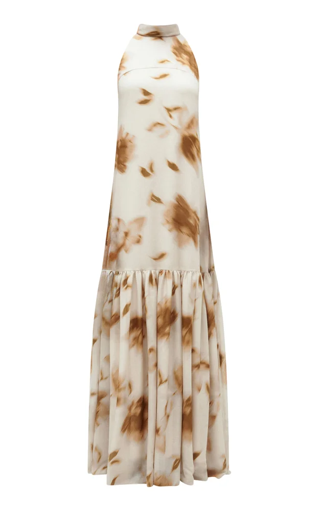 Floral-Print Trapeze Gown