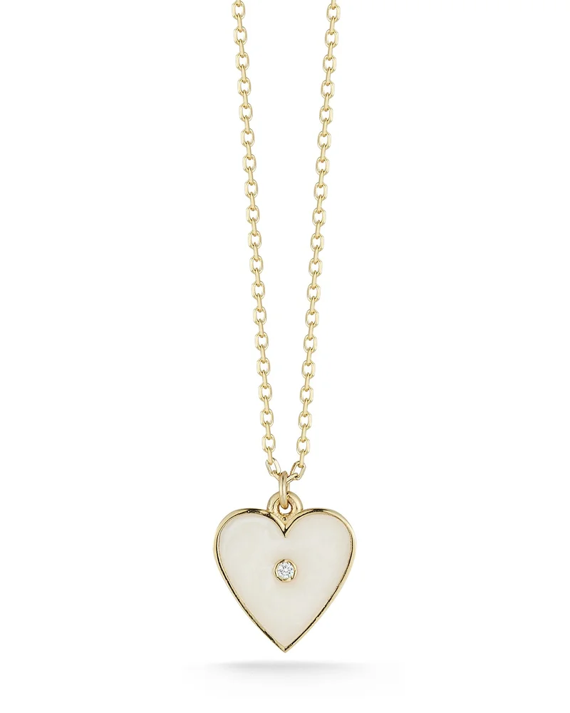 Diamond Heart Pendant Necklace in 14K Yellow Gold, 0.01 tcw