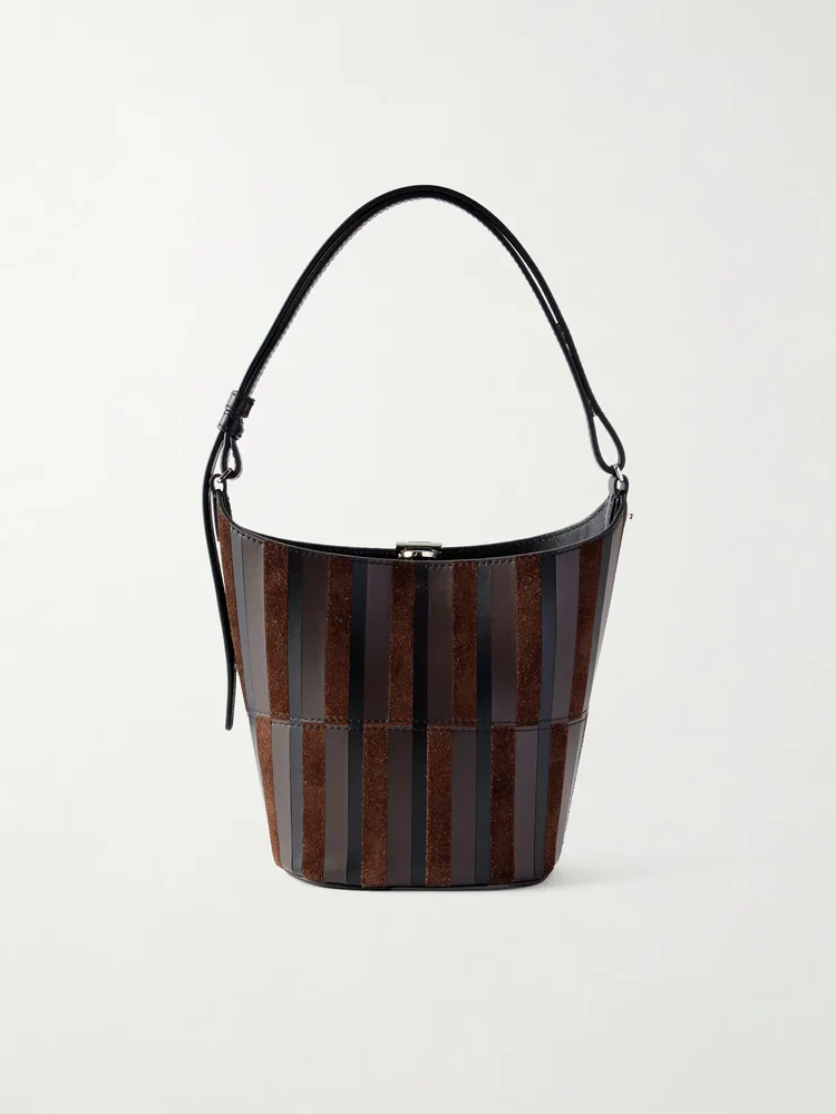 Mini Bucket intarsia leather and suede bag