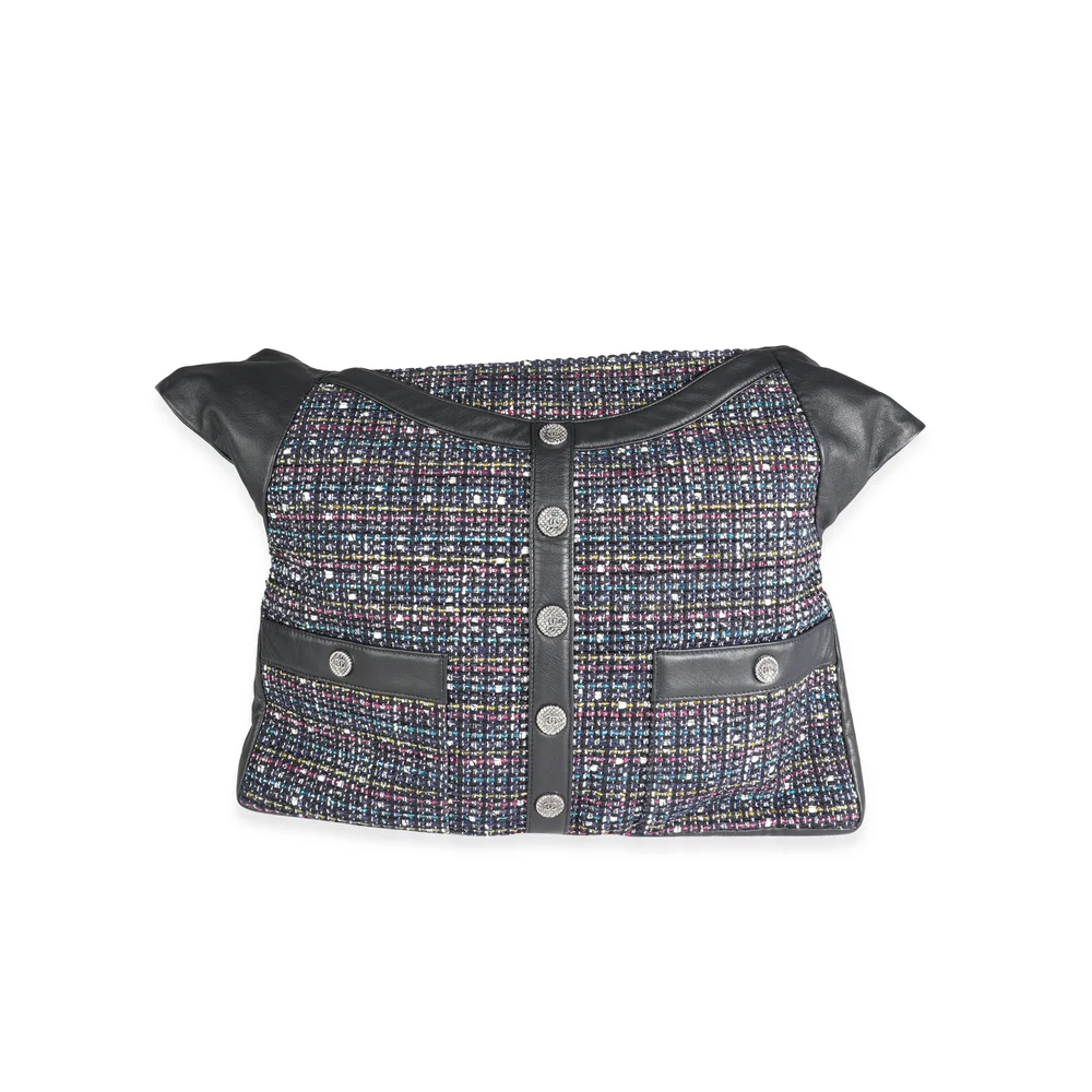 Navy Lambskin & Multicolor Tweed Girl Bag
