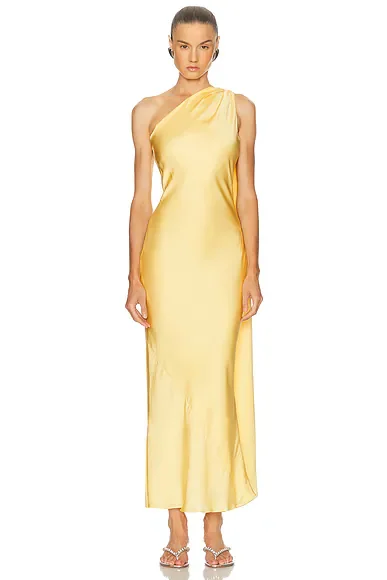 One Shoulder Dress With Cape