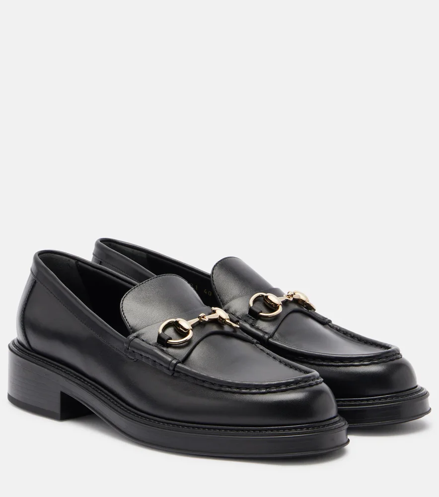 Horsebit leather loafers (black, chunky sole)