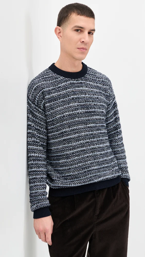 Jardim Cotton Blend Crew Neck Striped Sweater