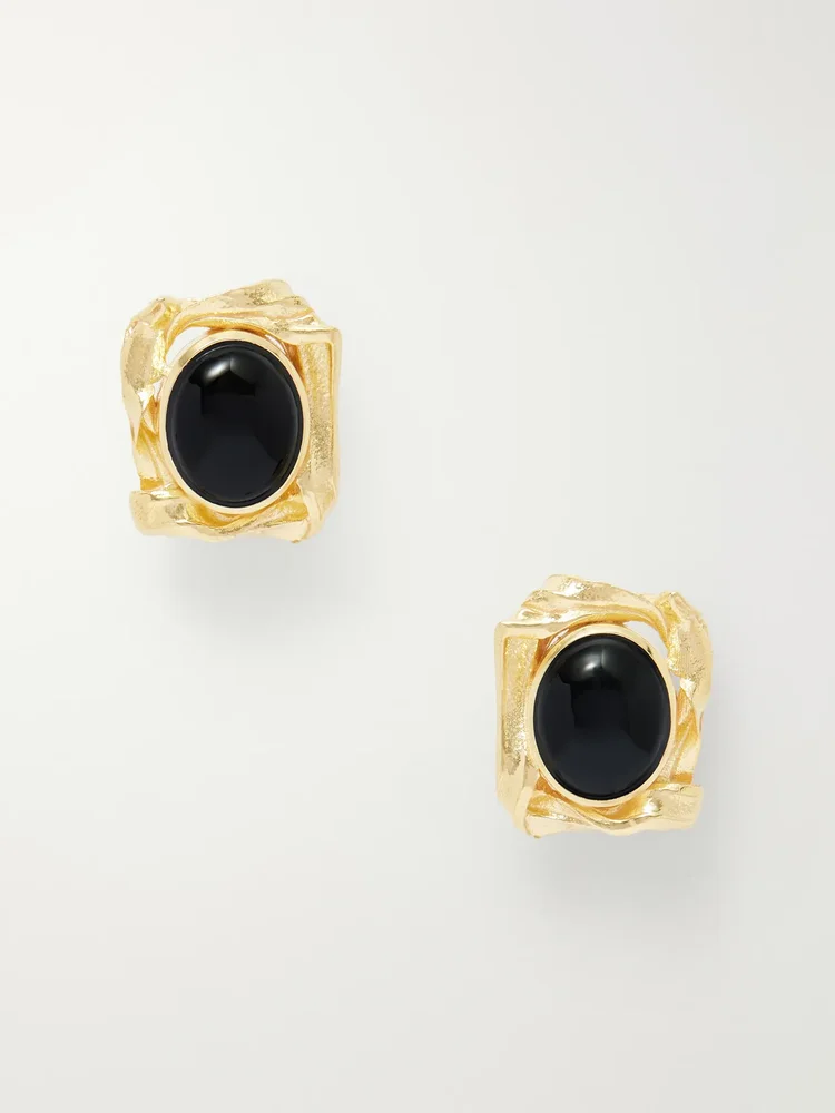 Gold-plated and resin earrings