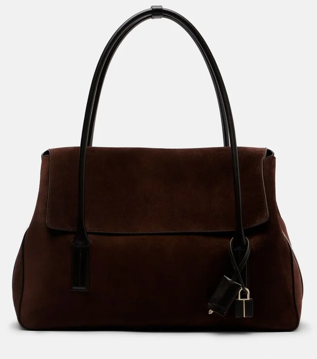 Large suede shoulder bag