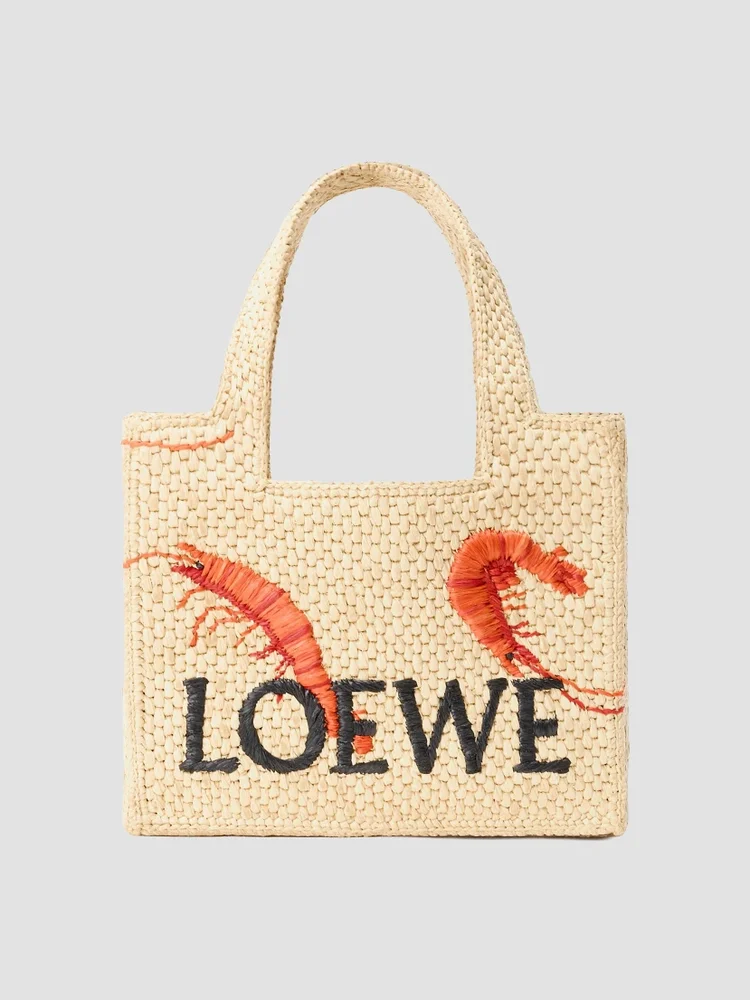Font Mini Embroidered Raffia Tote Bag