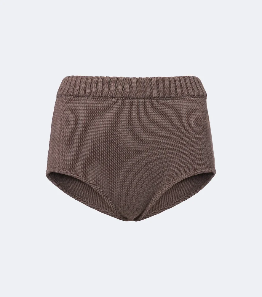 Ribbed-knit cotton shorts