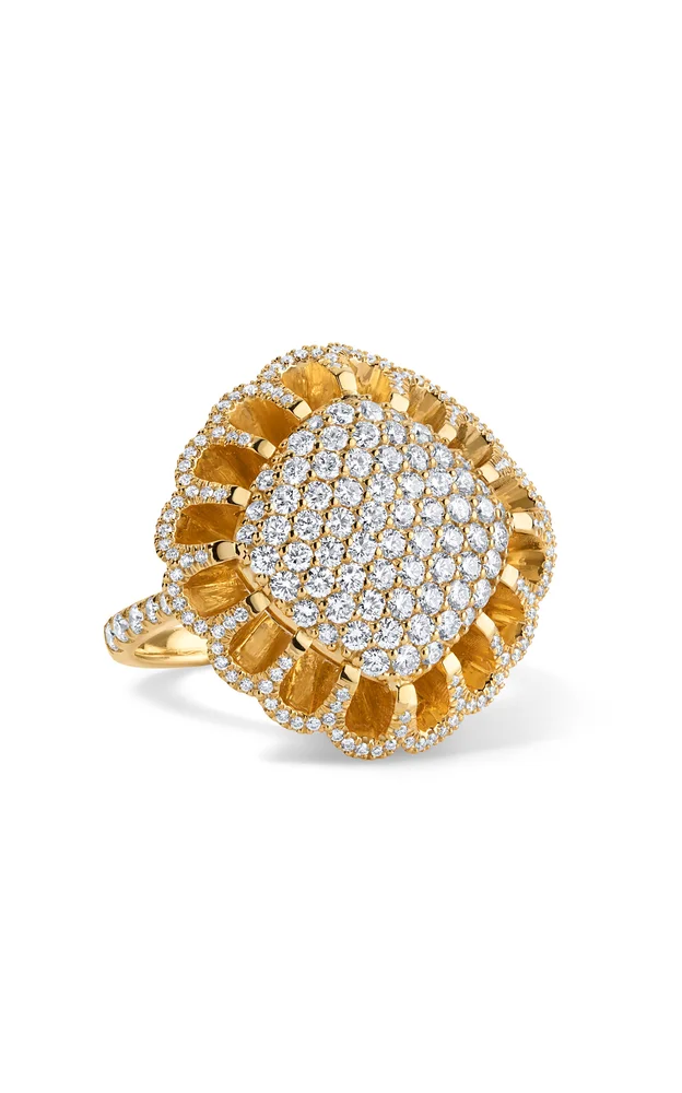 Floating All 18K Yellow Gold Diamond Ring