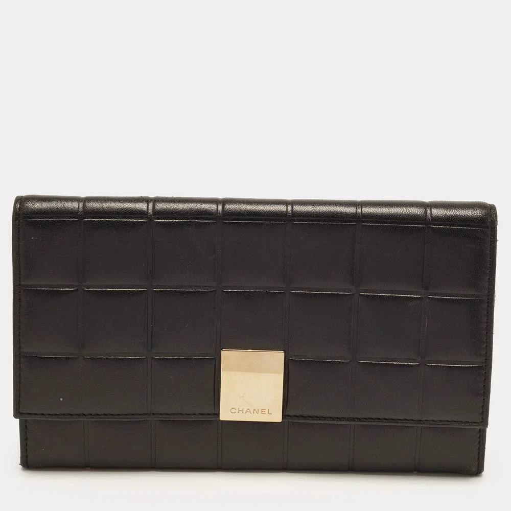 Black Choco Bar Leather Continental Wallet
